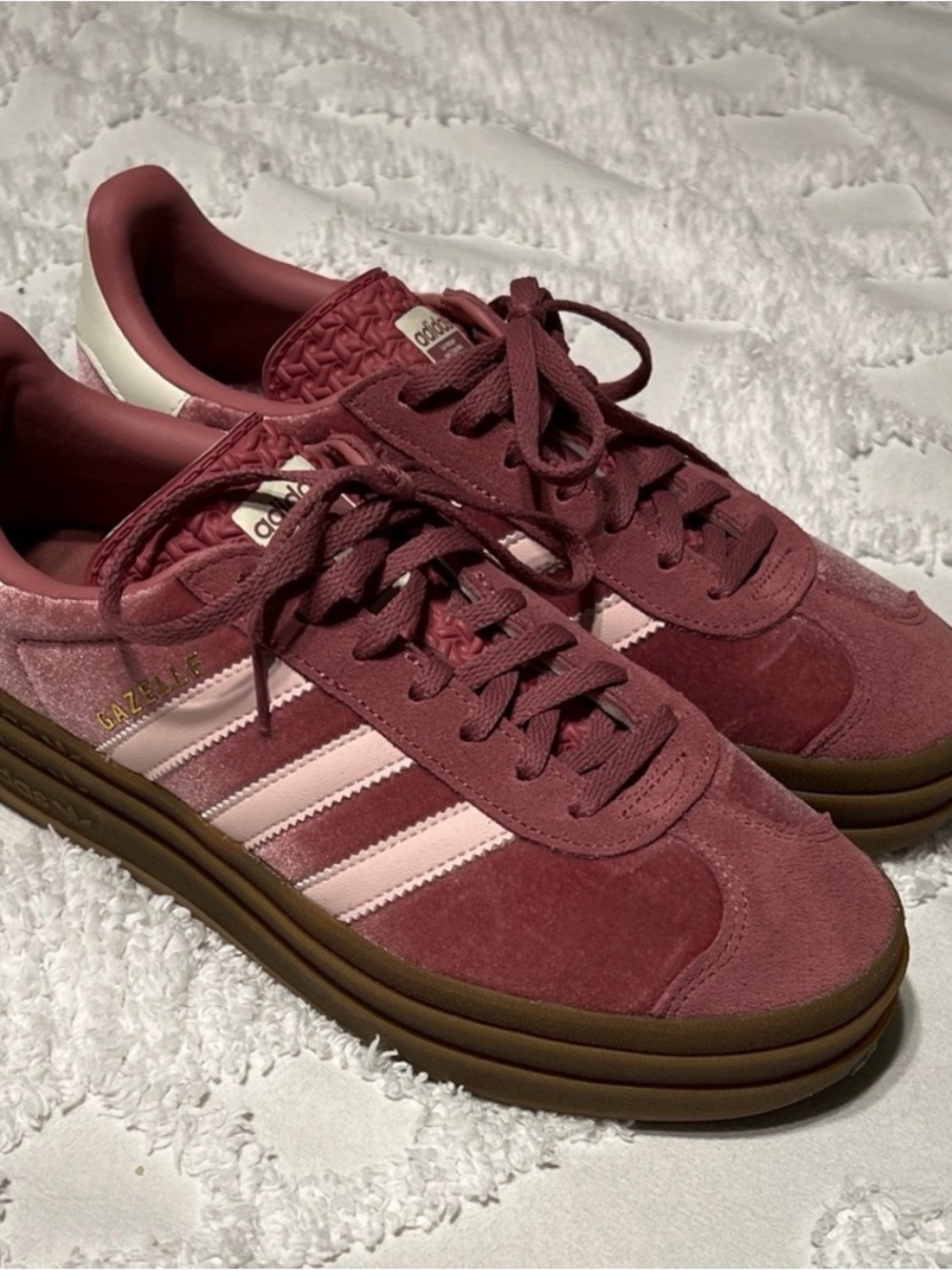 adidas Womens Gazelle Sneakers in Pink and burgundy